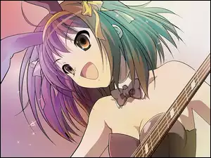 kolorowe włosy, Suzumiya Haruhi No Yuuutsu, gitara