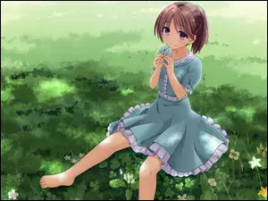 Anime, Dziewczyna, Kwiatek