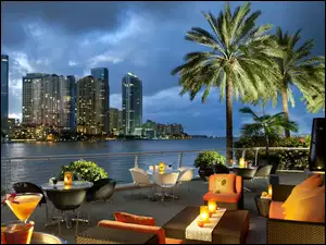 Restauracja, Floryda Drapacze chmur, Panorama, Miami