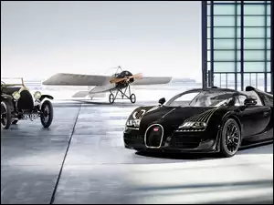 Samolot, Hangar, Zabytkowy, Samochód, Bugatti