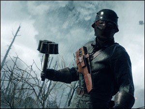 Żołnierz z bronią z gry komputerowej Battlefield