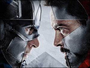Aktorzy Robert Downey Jr i Chris Evans z filmu Kapitan Ameryka: Wojna Bohaterów