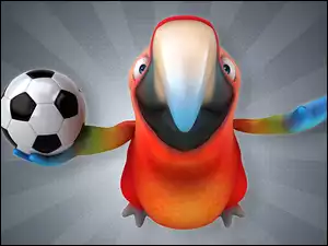 Papuga z piłka w grafice