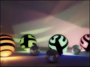 Kolorowe oświetlone kule w grafice wektorowej 3D