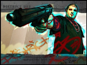 District B13, strzela, graffiti, chłopak