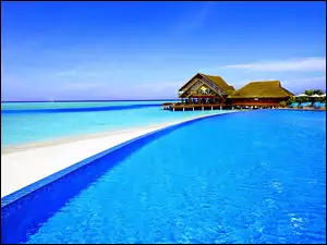 Malediwy, Hotel, Pomost, Morze, Anantara Dhigu