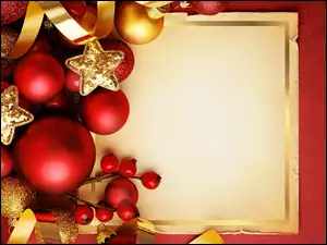 bożonarodzeniowa kartka z świątecznymi dekoracjami