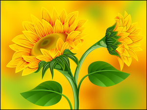 Graficzne kwitnące słoneczniki
