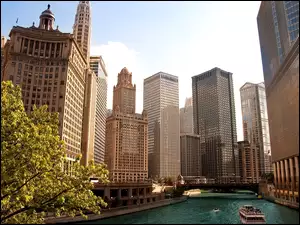 USA, Wieżowce, Rzeka, Chicago