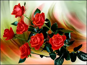 Graficzny bukiet czerwonych róż