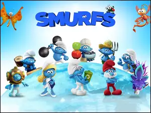 Plakat reklamujący film animowany Smerfy