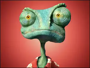Duże oczy kameleona z amerykańskiego filmu animowanego Rango