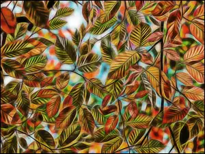 Grafika komputerowa jesiennych liści
