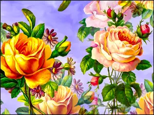 Kilka barwnych graficznych róż