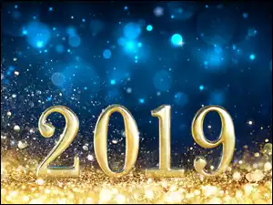 Nowy Rok 2019 na kolorowym tle