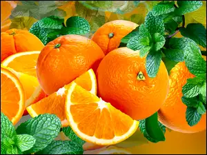 Pomarańcze z listkami w grafice