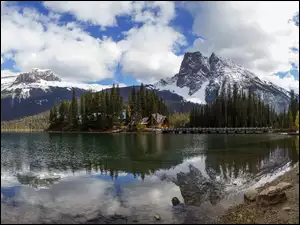 Górskie jezioro z drzewami