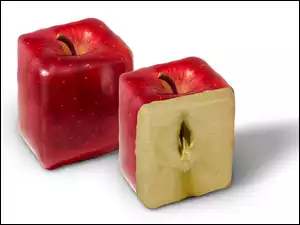 Dwa kwadratowe czerwone jabłuszka