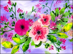 Kwiatuszki kolorowe graficzne