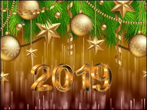 Nowy Rok 2019 z graficznymi ozdobami