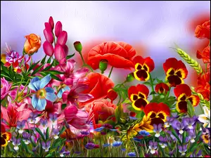 Graficzne barwne kwiatuszki