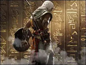 Mężczyzna z łukiem i tarczą w grze akcji Assassin’s Creed