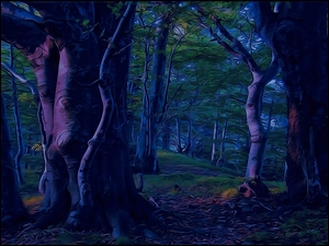 Graficzny ciemny las