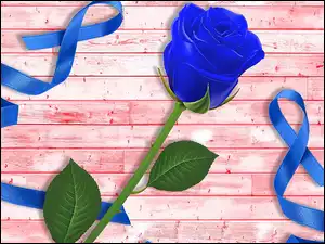 Niebieska graficzna róża z wstążką