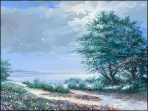Drzewo, Malarstwo, Maurice Harvey, Morze