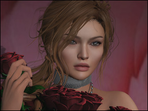 Kobieta, Grafika, Róże, Biżuteria, Kwiaty, Czerwone
