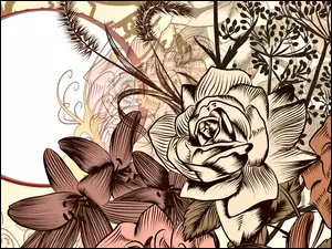 Grafika 2D, Kwiaty, Róże, Lilie