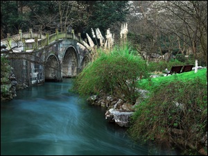 Rzeka, Most, Chiny, Park, Hangzhou, Bay Park Prince, Taiziwan Park