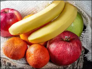 Owoce, Jabłka, Mandarynki, Banany