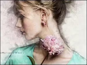 Kwiat, Grafika, Kobieta, Profil