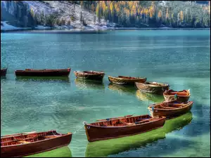 Łódki, Włochy, Jezioro Pragser Wildsee, Lago di Braies