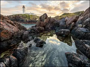 Morze, Skały, Fanad Lighthouse, Irlandia, Latarnia morska, Hrabstwo Donegal