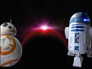 BB-8, Film, Roboty, Planeta, Gwiezdne wojny, R2-D2, Gwiazdy, Star Wars