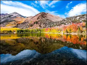 Kalifornia, Góry, Jesień, Stany Zjednoczone, Drzewa, North Lake, Jezioro