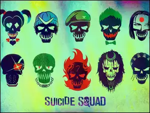 Kolorowe czaszki w logo filmu Suicide Squad Legion Samobójców 2016