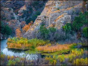 Rzeka i skały w Parku Malibu Creek State Park