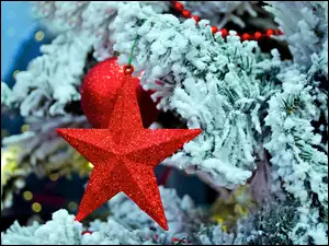 Bombka, Boże Narodzenie, Gwiazdka, Czerwona, Koraliki