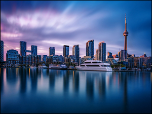 Wieża CN, Wieżowce, Jezioro Ontario, Kanada, Jacht, Toronto