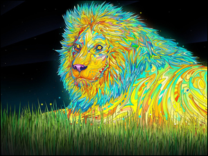 Komputerowy lew w różnych kolorach