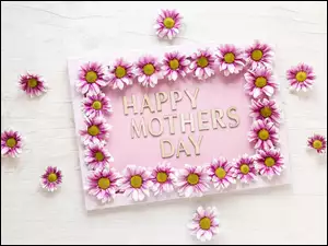 Napis, Kwiaty, Ramka, Dzień Matki, Happy Mothers Day