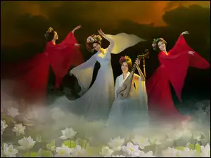 Taniec kobiet wśród lotosów