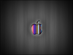 Apple, Logo, Paski, Tło, Kolorowe, Szare