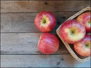 Deski, Owoce, Jabłka, Koszyk