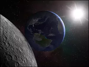 Ziemia, Księżyc, Planety, Kosmos, Słońce