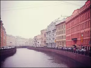 Rosja, Rzeka Mojka, Domy, Sankt Petersburg