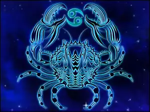 Znak zodiaku Rak na niebieskim tle